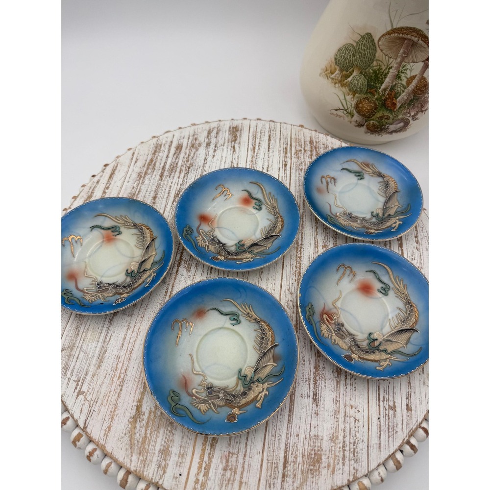 Vintage Collectible Dragonware Moriage Dragon 4 cups 5 saucers - SEE DESCRIPTION - Picture 2 of 12